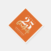 モダン金ゴールド書道写真オレンジ卒業 スタンダードカクテルナプキン (角)