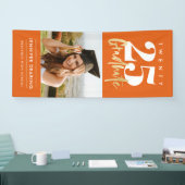 モダン金ゴールド書道写真オレンジ卒業 横断幕 (トレードショー)