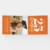 モダン金ゴールド書道写真オレンジ卒業 横断幕 (横)