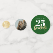 モダン金ゴールド書道写真グリーン卒業 コンフェッティ (正面)