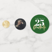 モダン金ゴールド書道写真グリーン卒業 コンフェッティ (裏面)