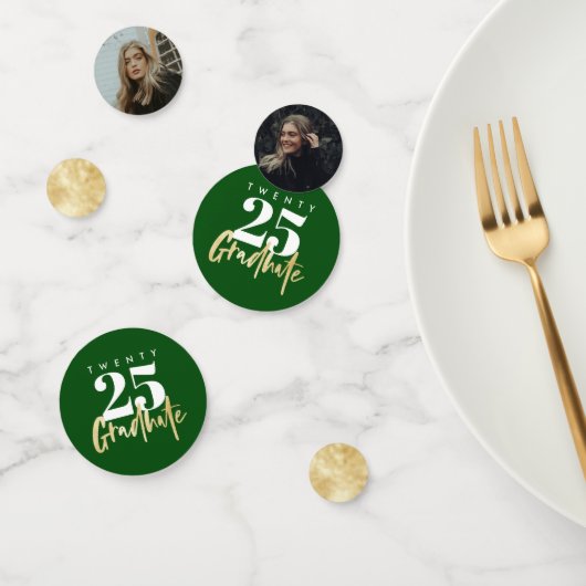 モダン金ゴールド書道写真グリーン卒業 コンフェッティ (グループ)