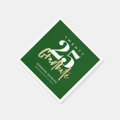 モダン金ゴールド書道写真グリーン卒業 スタンダードカクテルナプキン (角)