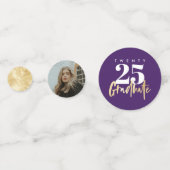 モダン金ゴールド書道写真紫色の卒業 コンフェッティ (正面)