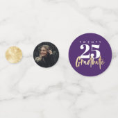 モダン金ゴールド書道写真紫色の卒業 コンフェッティ (裏面)