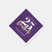 モダン金ゴールド書道写真紫色の卒業 スタンダードカクテルナプキン (角)
