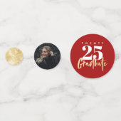 モダン金ゴールド書道写真赤卒業 コンフェッティ (裏面)