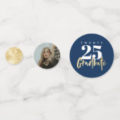 モダン金ゴールド書道写真青卒業 コンフェッティ (正面)