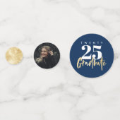 モダン金ゴールド書道写真青卒業 コンフェッティ (裏面)