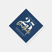 モダン金ゴールド書道写真青卒業 スタンダードカクテルナプキン (角)