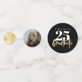 モダン金ゴールド書道写真黒卒業 コンフェッティ (正面)