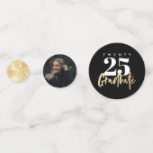 モダン金ゴールド書道写真黒卒業 コンフェッティ (裏面)