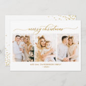 モダン金ゴールド書3数々の写真クリスマス シーズンカード (正面/裏面)