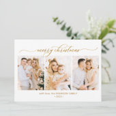 モダン金ゴールド書3数々の写真クリスマス シーズンカード (スタンド正面)