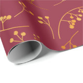 モダン金ゴールド果実イラストレーションマルサラ模様 ラッピングペーパー (ロールコーナー)