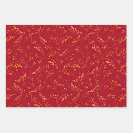 モダン金ゴールド果実パターンのカラフル背景 ラッピングペーパーシート