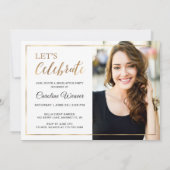 モダン金ゴールド枠フォトコラージュ卒業パーティー 招待状 (裏面)