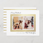 モダン金ゴールド枠 |クリスマス・ホリデー・ファミリーの写真 シーズンカード (正面/裏面)