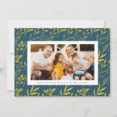 モダン金ゴールド水の色の離れ写真クリスマス シーズンカード (正面)