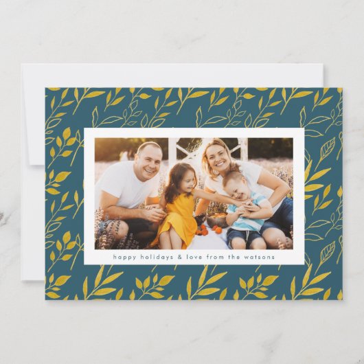 モダン金ゴールド水の色の離れ写真クリスマス シーズンカード (正面)