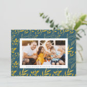 モダン金ゴールド水の色の離れ写真クリスマス シーズンカード (スタンド正面)