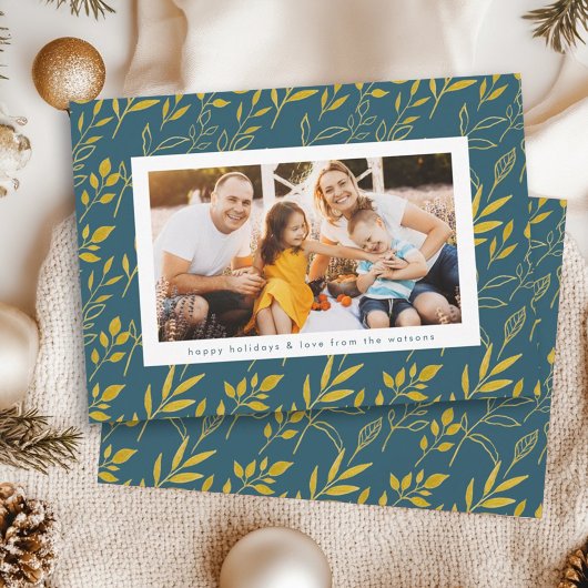 モダン金ゴールド水の色の離れ写真クリスマス シーズンカード