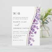 モダン金ゴールド水彩ラベンダーモノグラム結婚ズ 招待状 (スタンド正面)