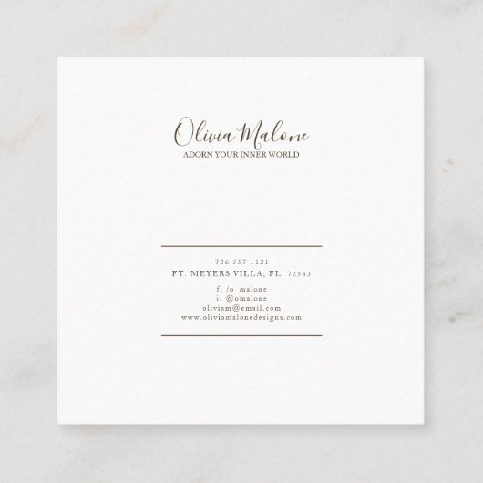 モダン金ゴールド水彩枠絵を描枠 スクエア名刺 (裏面)