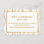 モダン金ゴールド波が白の宿結婚泊 エンクロージャーカード (裏面)