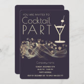 モダン金ゴールド波形《写真》ぼけ味企業のカクテルパーティー 招待状 (正面/裏面)