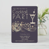 モダン金ゴールド波形《写真》ぼけ味企業のカクテルパーティー 招待状 (スタンド正面)