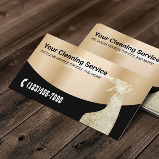 モダン金ゴールド清掃サービス 名刺