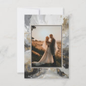 モダン金ゴールド炭芸術的煙炭結婚石写真 サンキューカード (正面)