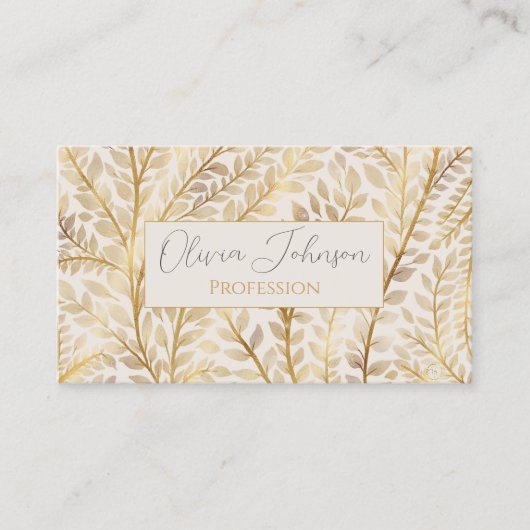 モダン金ゴールド熱帯離れ緑 名刺 (正面)