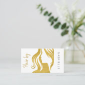 モダン金ゴールド白と黒のスクリプト美容師 名刺 (スタンド正面)