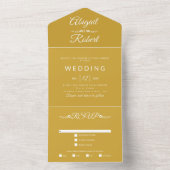 モダン金ゴールド白タイポグラフィ結婚ズ オールインワン招待状 (内側)