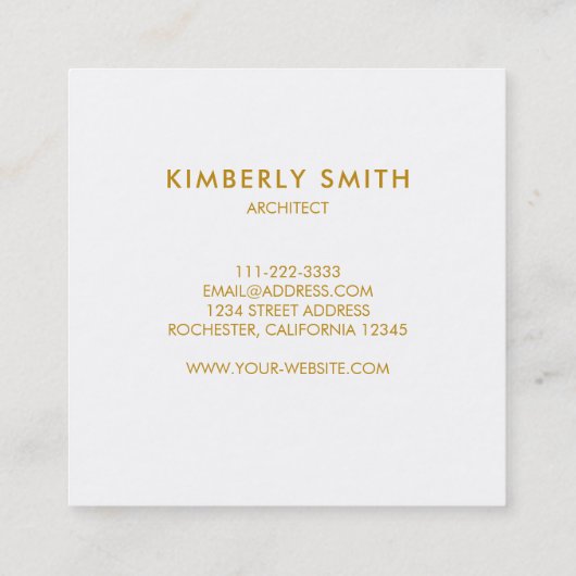 モダン金ゴールド白人ミニマリストプロフェッショナル スクエア名刺 (裏面)