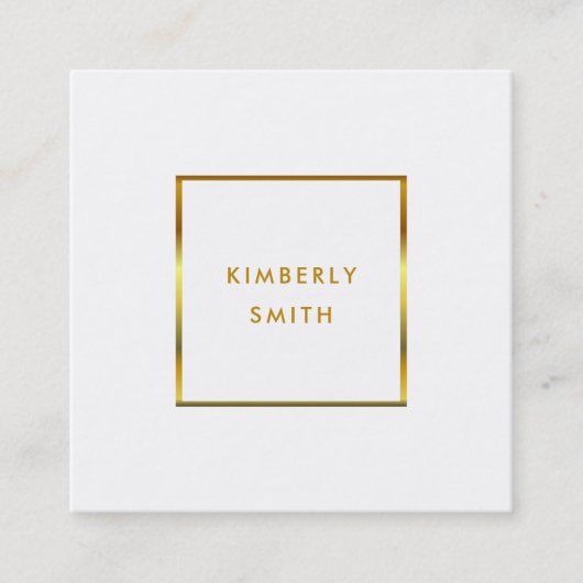 モダン金ゴールド白人ミニマリストプロフェッショナル スクエア名刺 (正面)