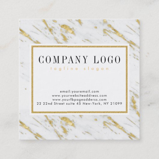 モダン金ゴールド白大理石 スクエア名刺 (裏面)