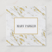 モダン金ゴールド白大理石 スクエア名刺 (正面)