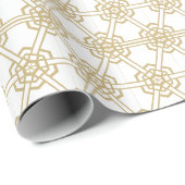 モダン金ゴールド白幾何六角形模様 ラッピングペーパー (ロールコーナー)