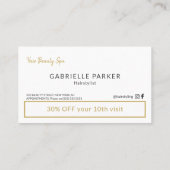 モダン金ゴールド白髪サロンロイヤリティパンチ 名刺 (裏面)