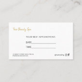 モダン金ゴールド白髪サロン次アポイントメント 名刺 (裏面)