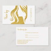 モダン金ゴールド白髪サロン次アポイントメント 名刺 (正面/裏面)