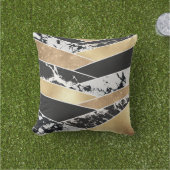 モダン金ゴールド白黒グリッター幾何学模様 アウトドアクッション (芝生)