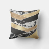 モダン金ゴールド白黒グリッター幾何学模様 アウトドアクッション (裏面)