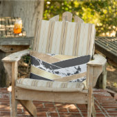 モダン金ゴールド白黒グリッター幾何学模様 アウトドアクッション (椅子)