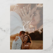 モダン金ゴールド白黒フォト結婚ズ 箔招待状 (裏面)