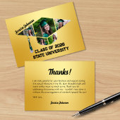 モダン金ゴールド目盛りキャップ形状写真コラージュ サンキューカード