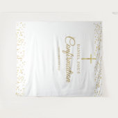 モダン金ゴールド確認写真の背景 タペストリー (正面(横))